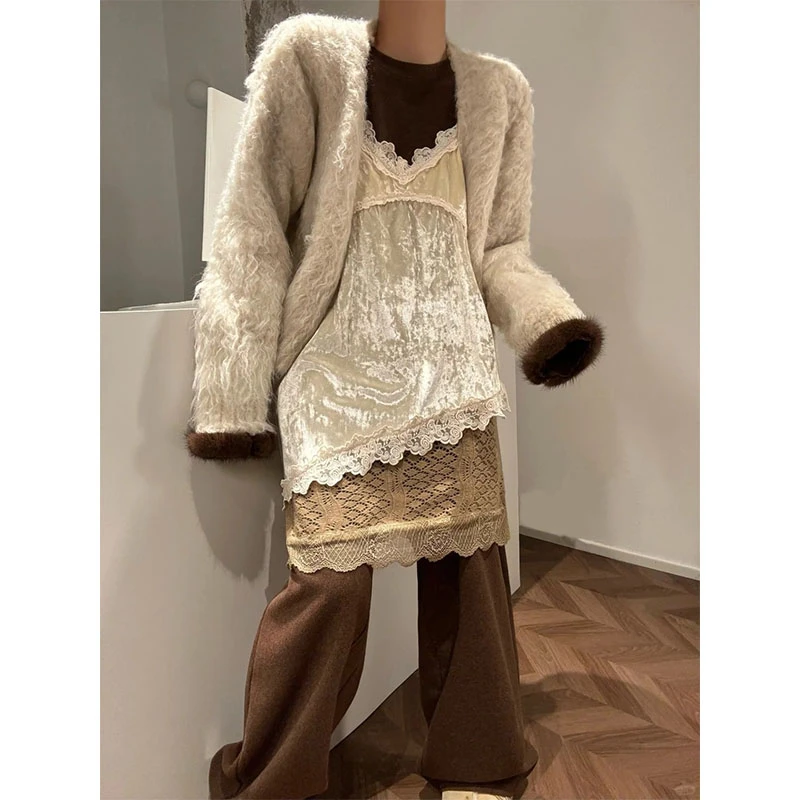 秋季时尚复古风修身显瘦内搭时尚简约吊带休闲百搭裤子宽松外套女