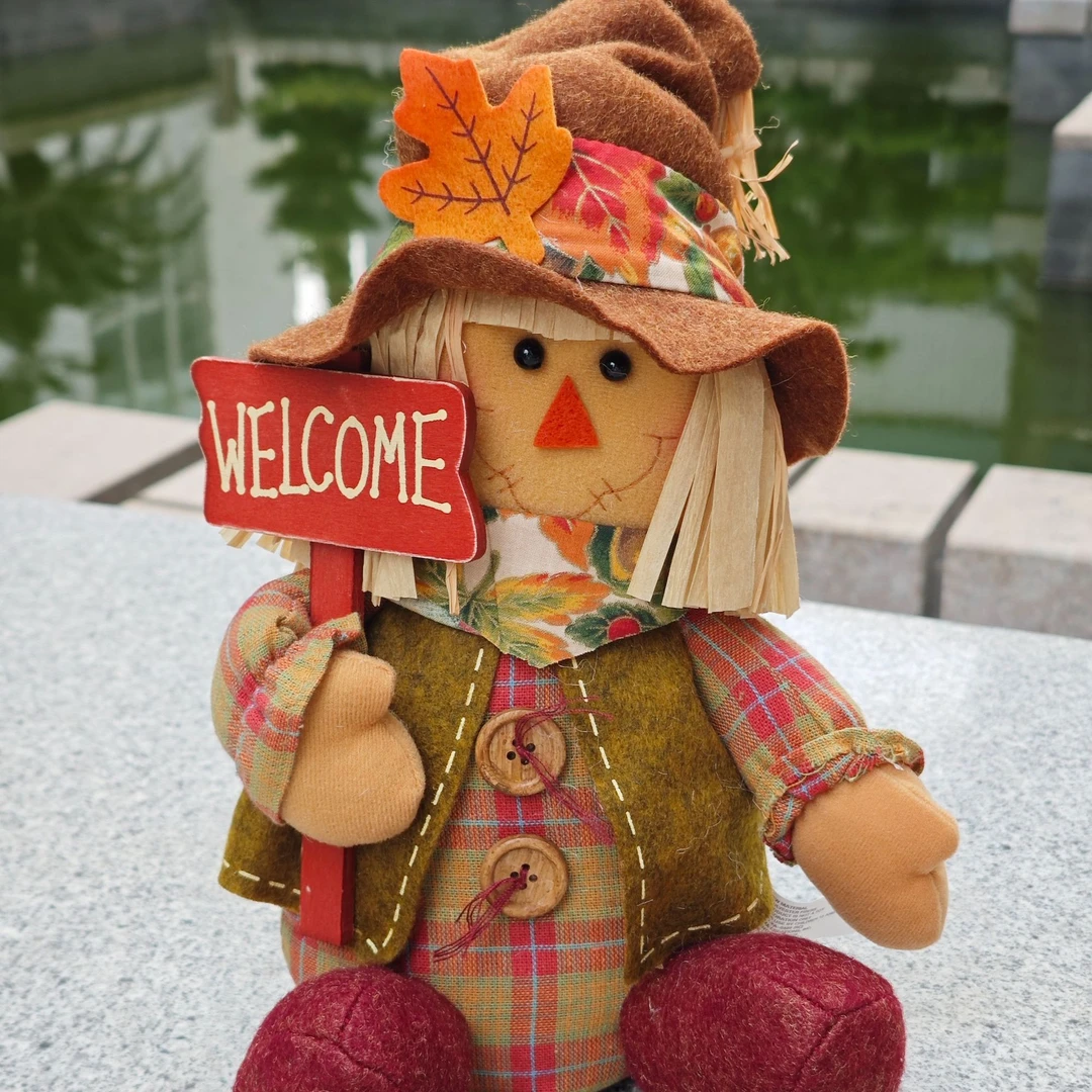 中古娃娃外贸爆款复古可爱28cm稻草人公仔摆件秋天丰收节节日礼物