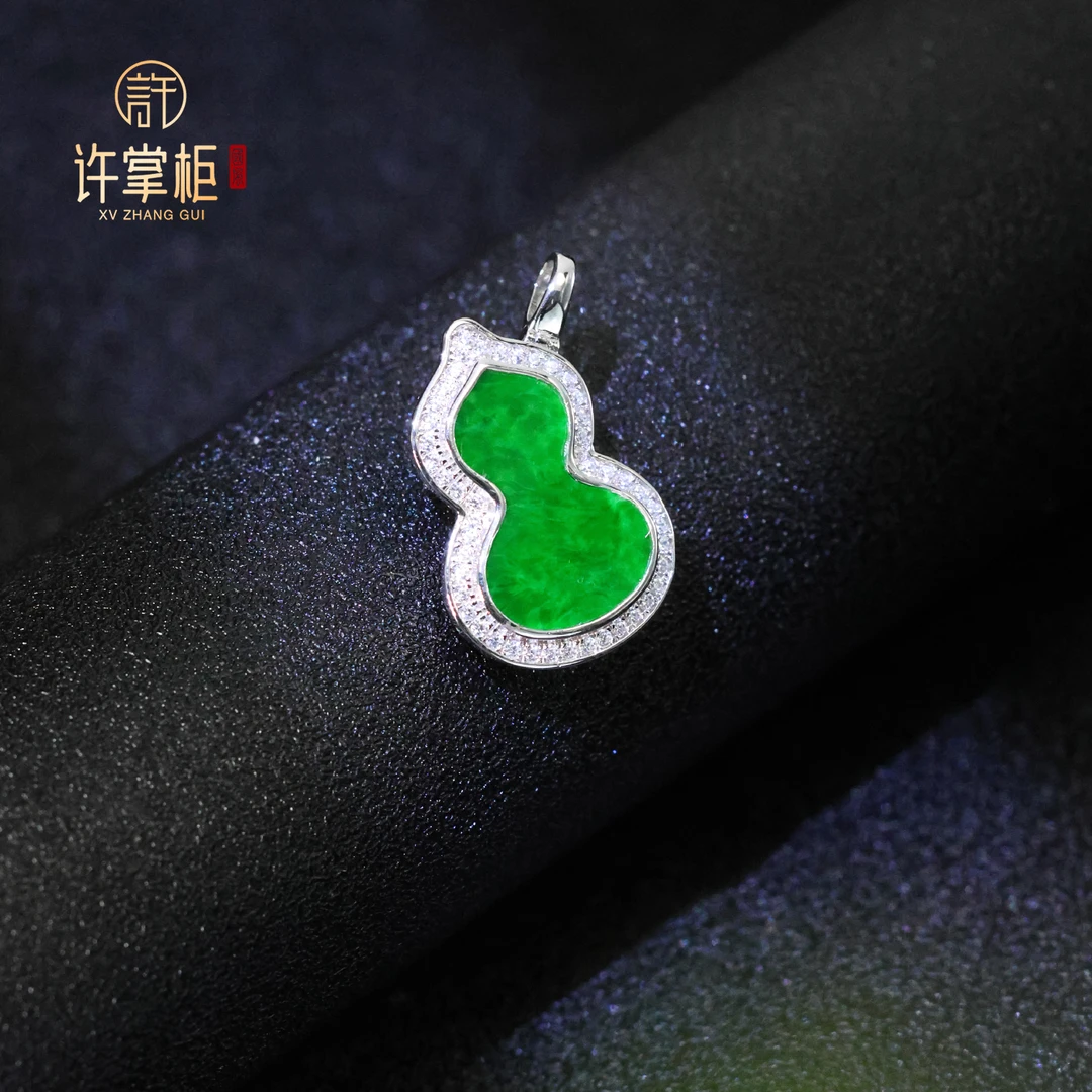 许掌柜｜S925银翡翠吊坠天然缅甸翡翠A货葫芦配饰经典优雅气质时尚