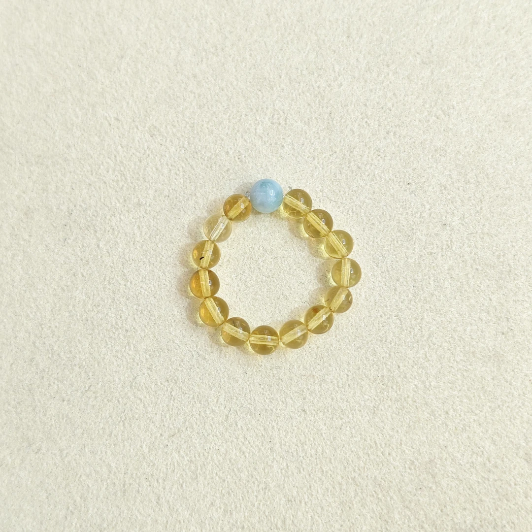 D55蓝珀海纹石戒指5102