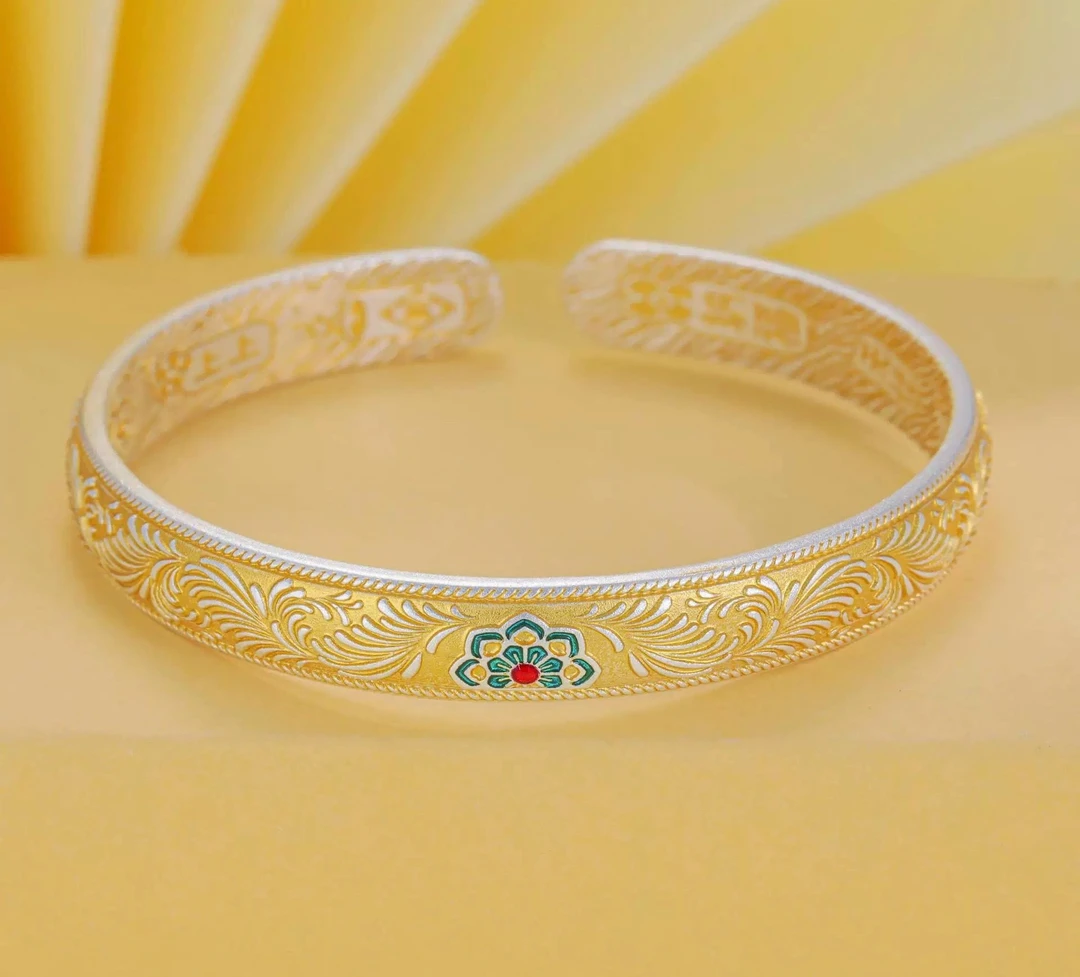 足银手镯 7号链接 【开口手镯】足银999.9 清库存带证书礼盒包装