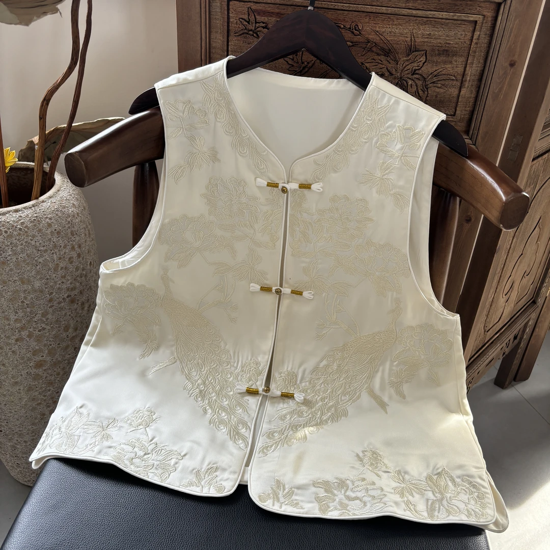 重工刺绣马夹外套女新款早春盘扣复古国风新中式马甲上衣3047