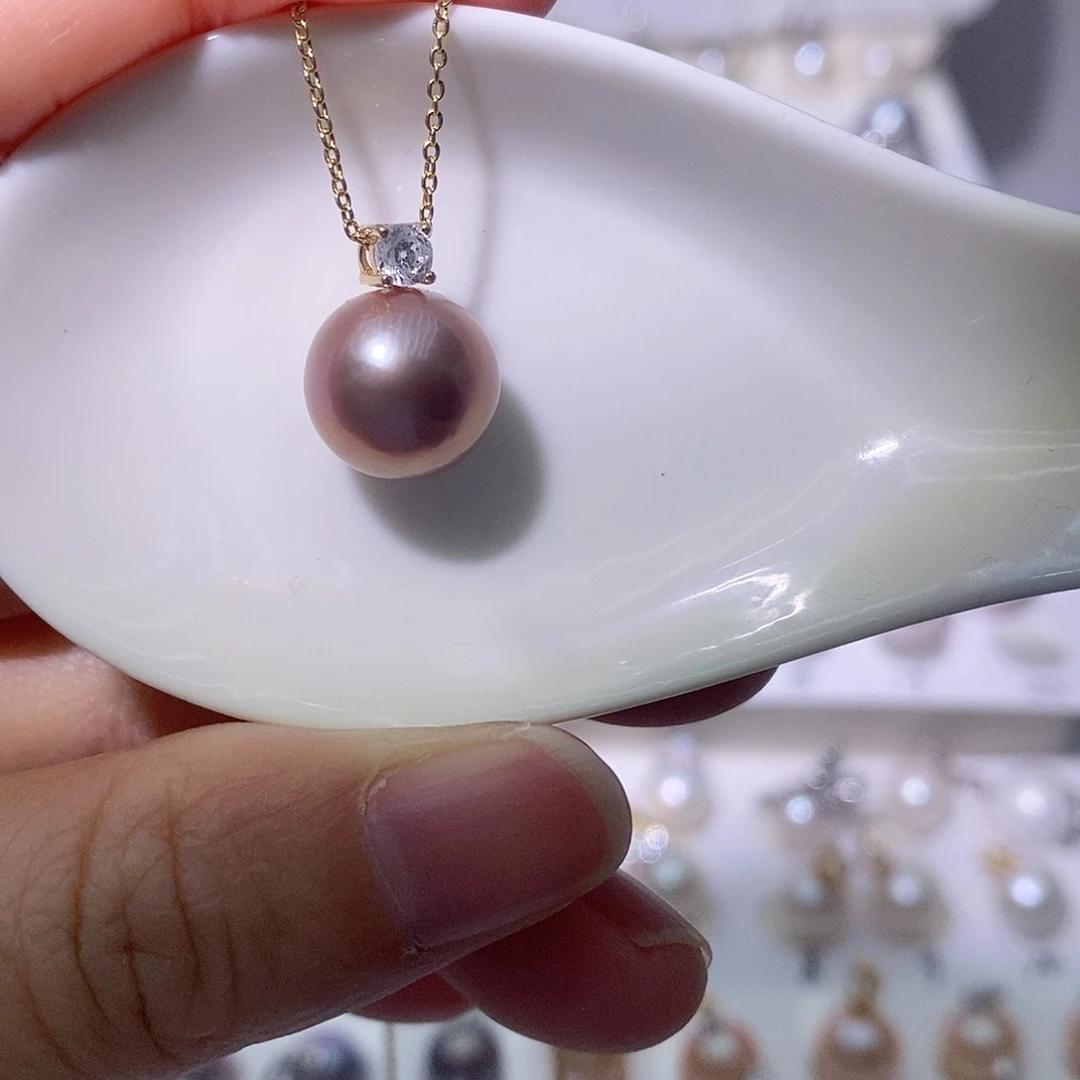 淡水珍珠吊坠(赠链)银S925镶嵌尺寸11/12毫米
