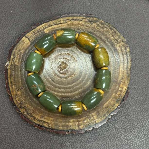 天然河磨玉精美手串 桶珠手串