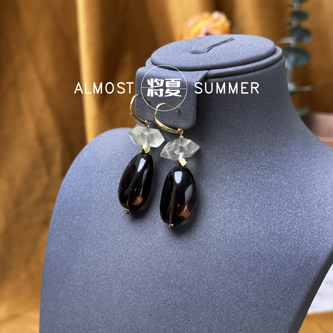 925银耳饰 【晶柠冰茶耳钩】将夏