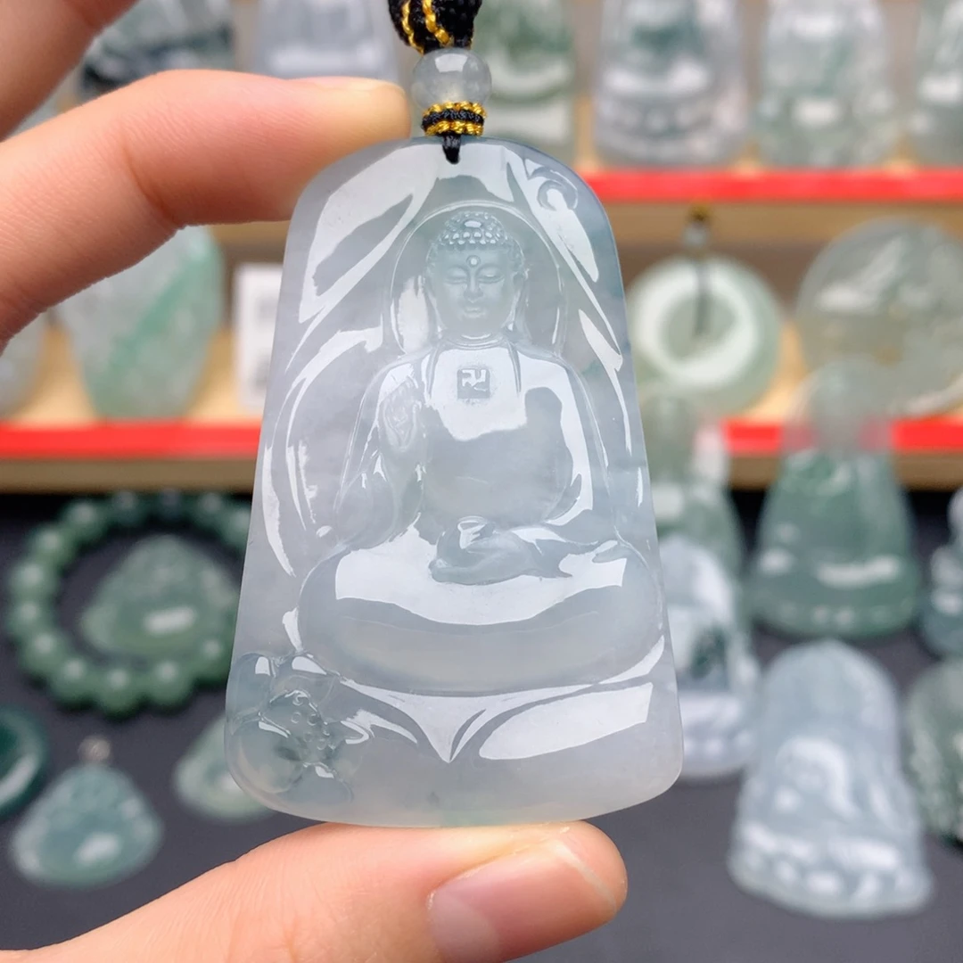 波***1翡翠未镶嵌颈饰阿弥陀佛