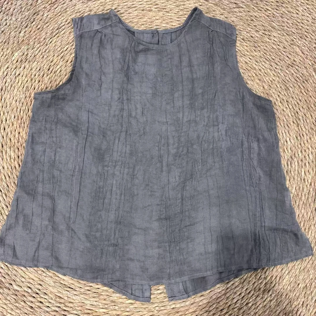 【广州微姐】夏季时尚休闲轻薄透气麻料背心3152