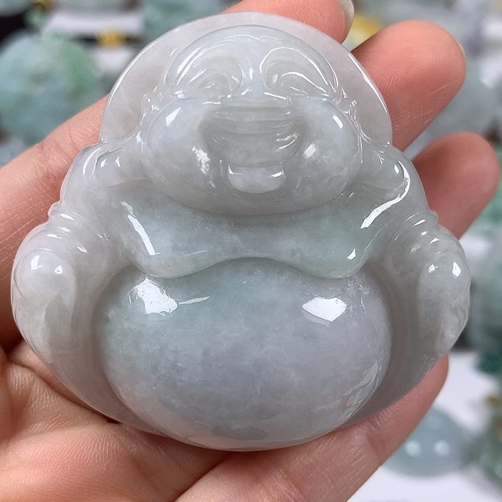 翡翠未镶嵌颈饰大佛卡厚14+