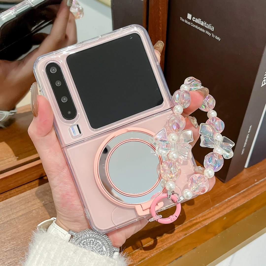 适用华为Pura x手机壳镜子支架pocket折叠屏荣耀小米三星女保护套