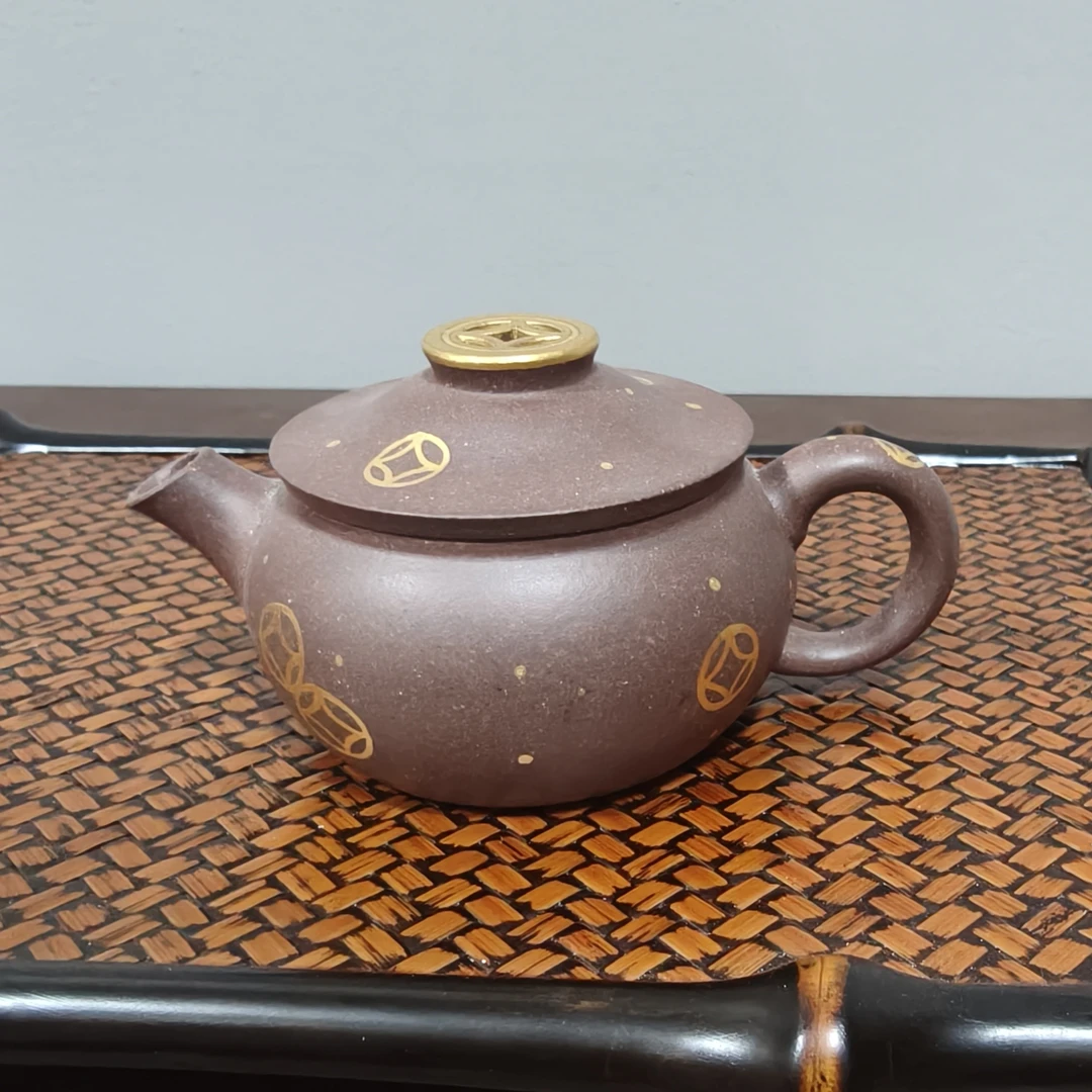 亦缶｜钱多多·紫玉金砂130cc 描金精美手绘茶壶