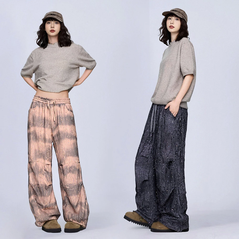 芭比爵士嘻哈裤女直筒跳舞hiphop运动女装长裤休闲复古潮牌秋