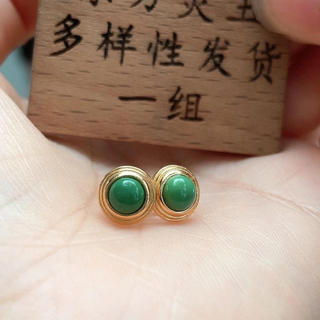 银S925镶嵌绿松石耳饰