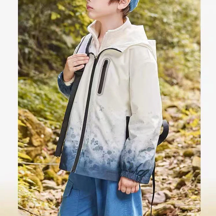 宝丫轻奢  男女童水墨印花户外中大童装外套K3909