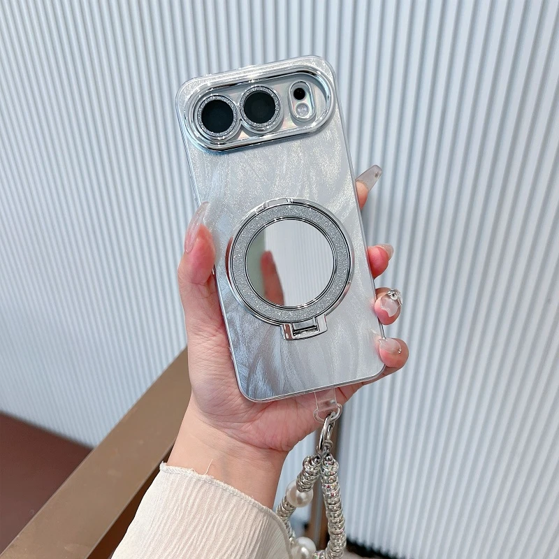 适用于荣耀500手机壳新款高级感羽纱全包镜头500pro镜子支架女款