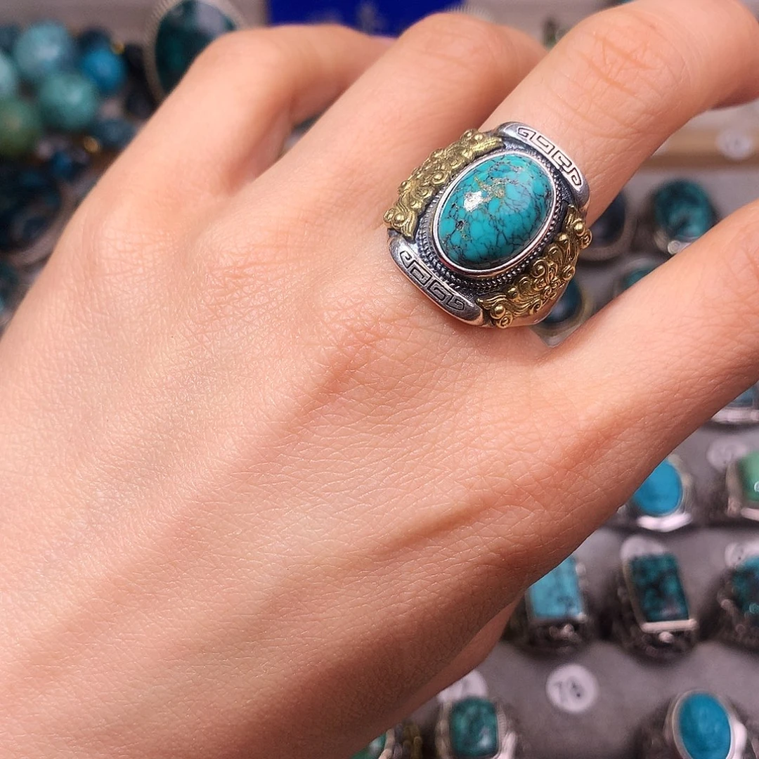 绿松石挂件银S925镶嵌H***_