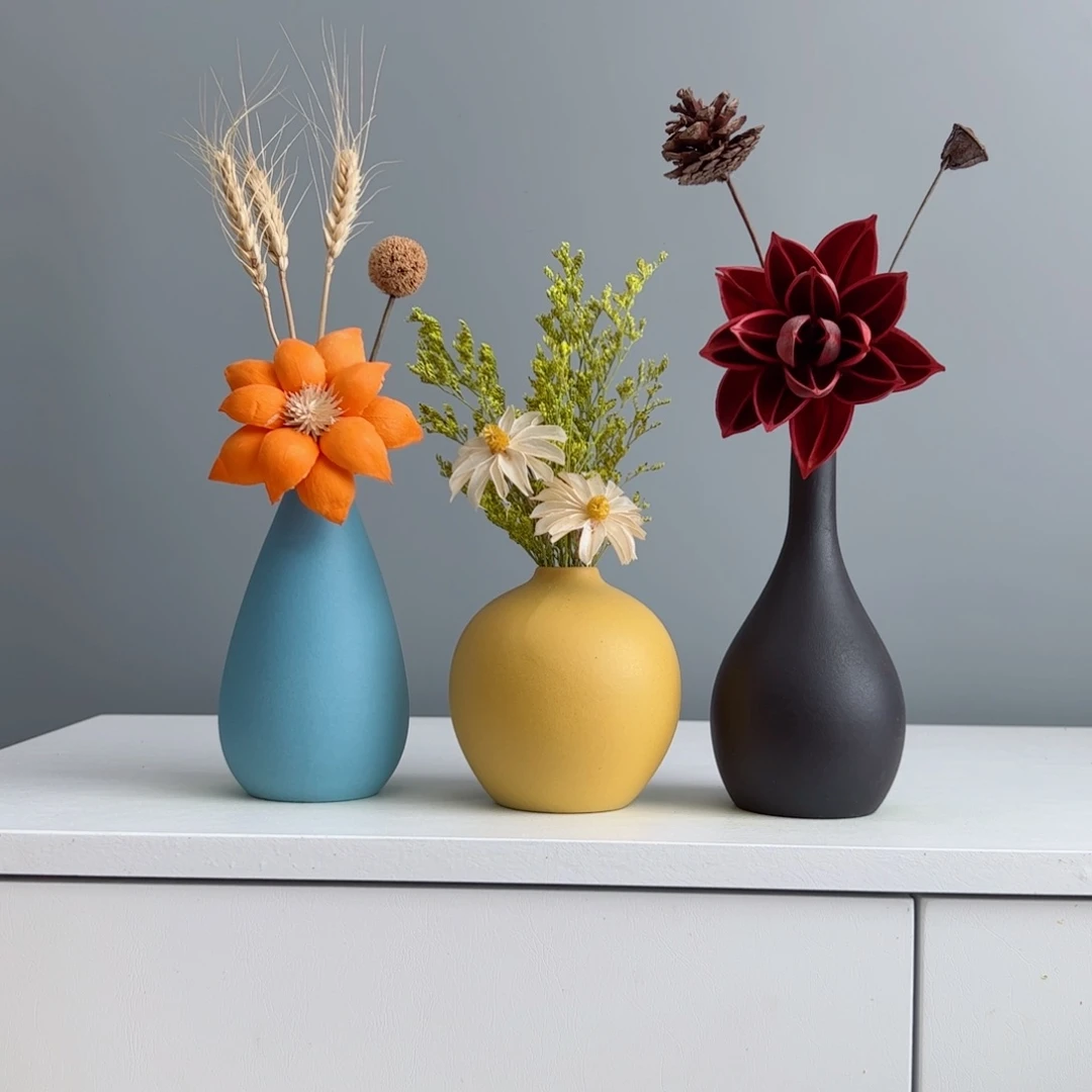 摆件陶瓷小花瓶摆件含花总高约20-30cm