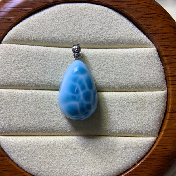 天然海纹石水滴吊坠s925银镶嵌