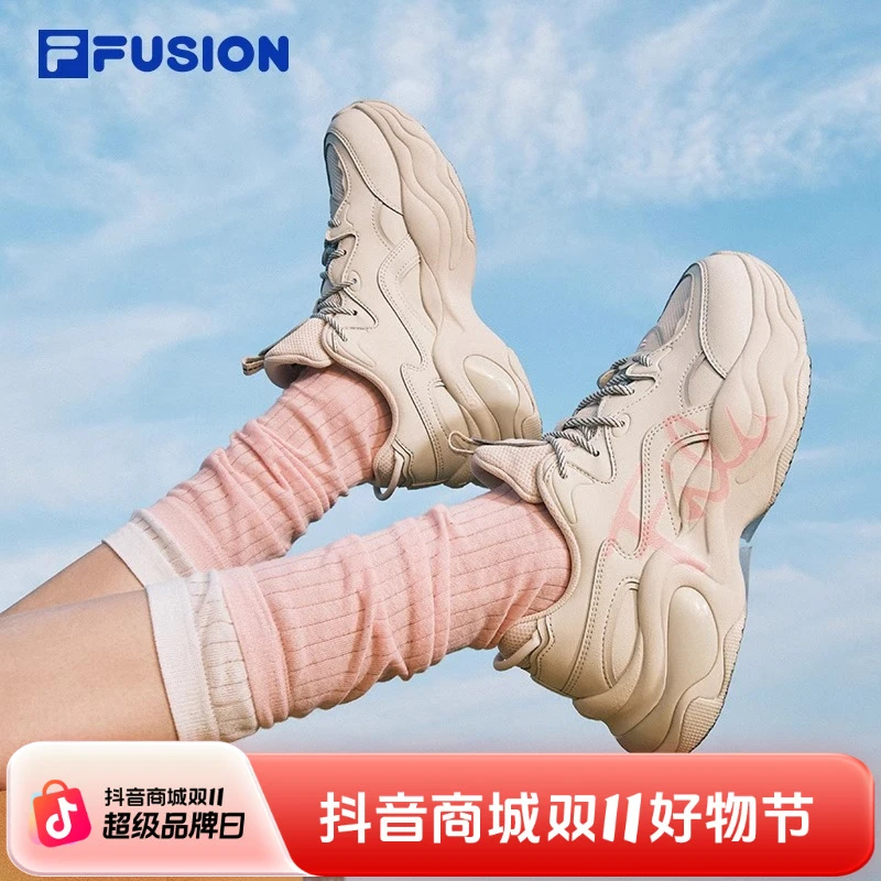 FUSION斐乐泡泡鞋女鞋厚底增高老爹鞋秋透气休闲运动鞋琥珀流光风