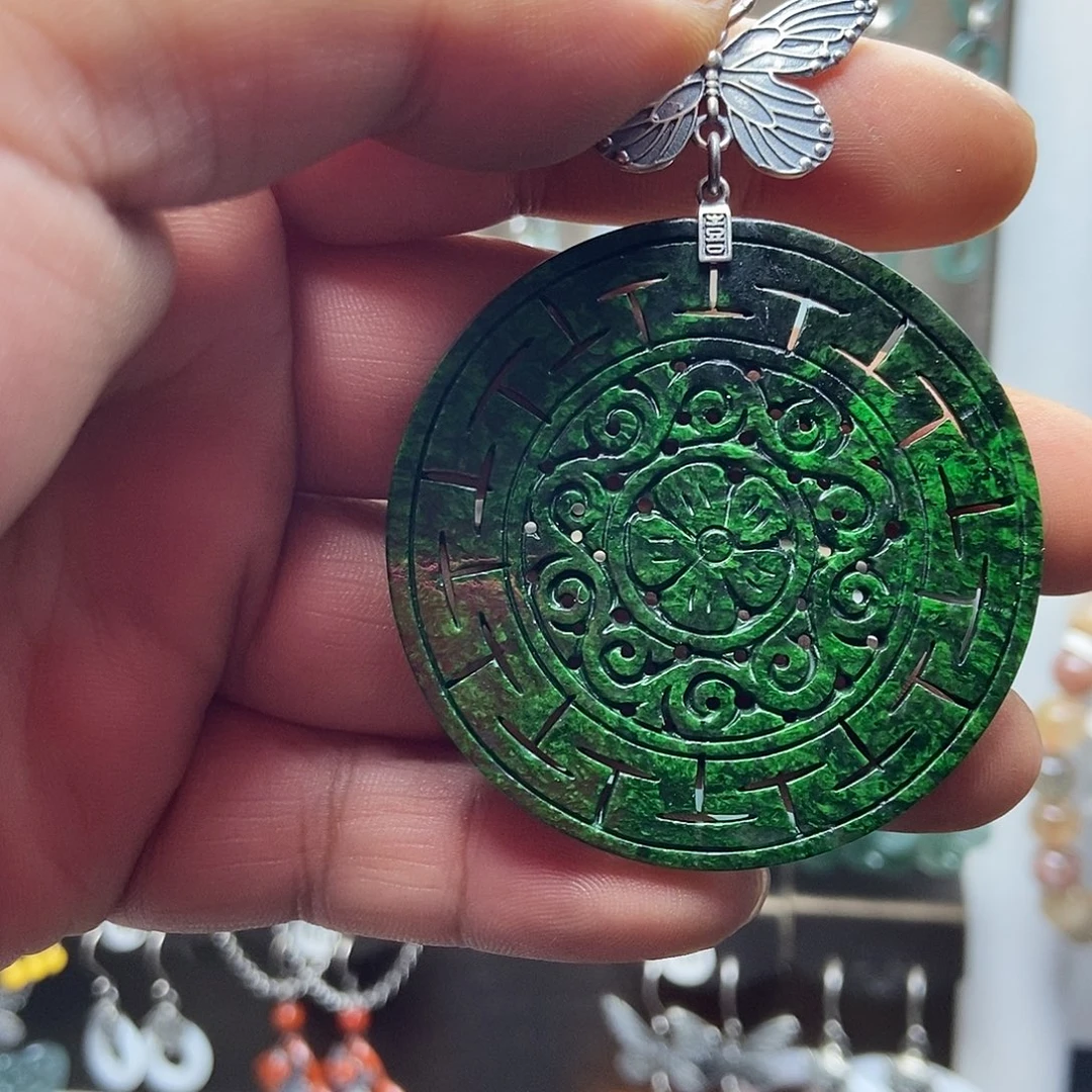 北***赁翡翠银S925镶嵌耳饰吊坠