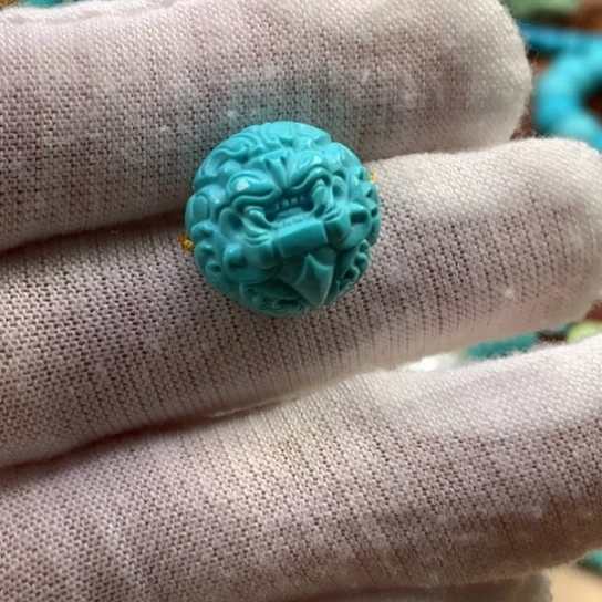 绿松石未镶嵌珠宝奇石瑞兽15mm