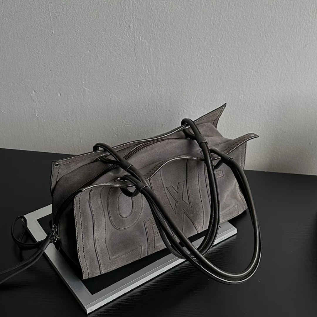 古着奶茶棕牛皮单肩托特包