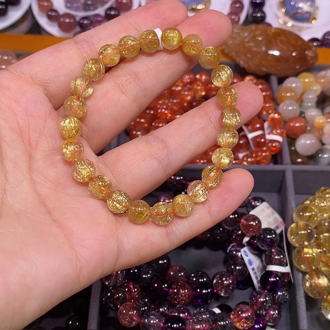 未镶嵌手链水晶@*金钛晶7.8