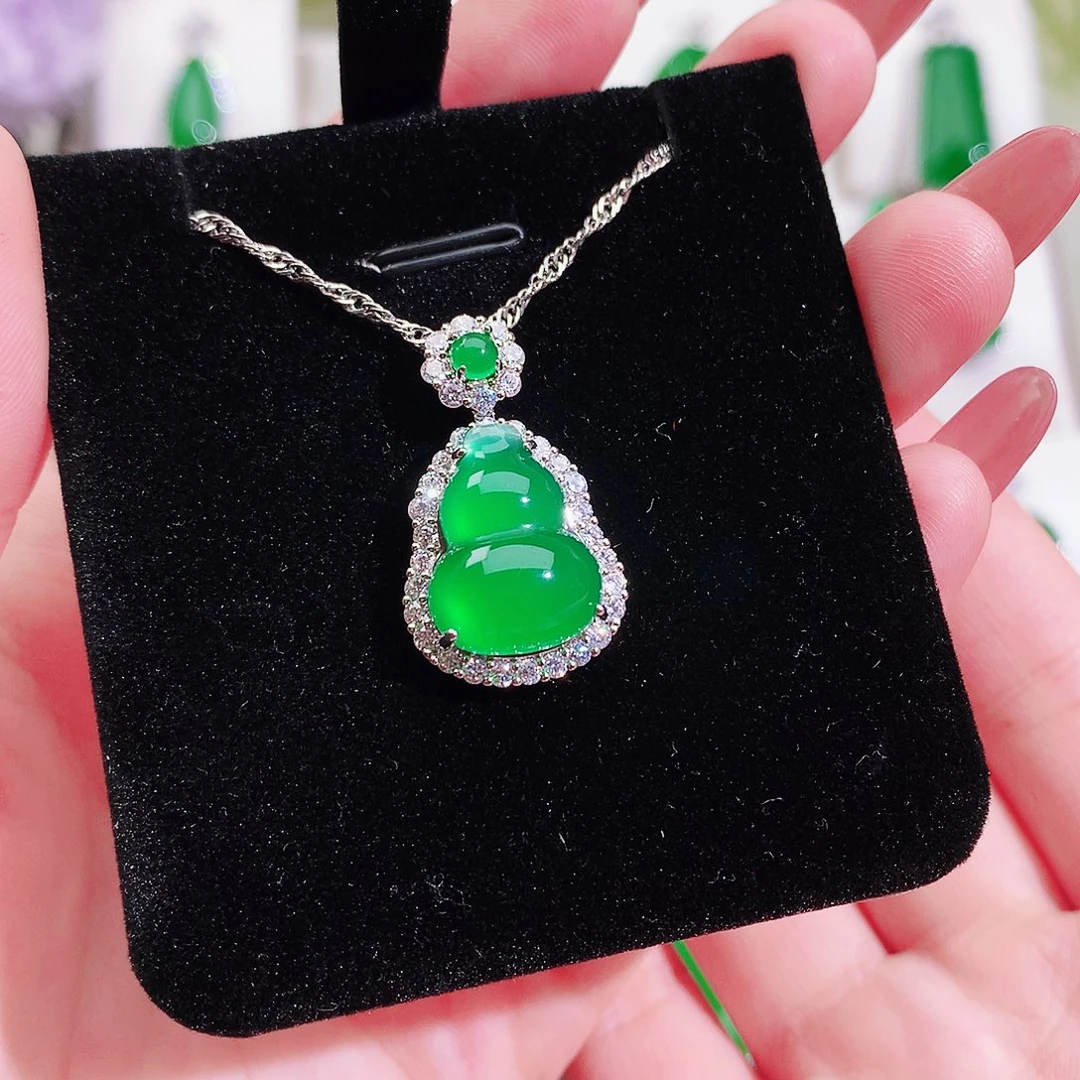 玛瑙/玉髓未镶嵌戒指纯天然珠宝玉石正品满钻小葫芦项链银