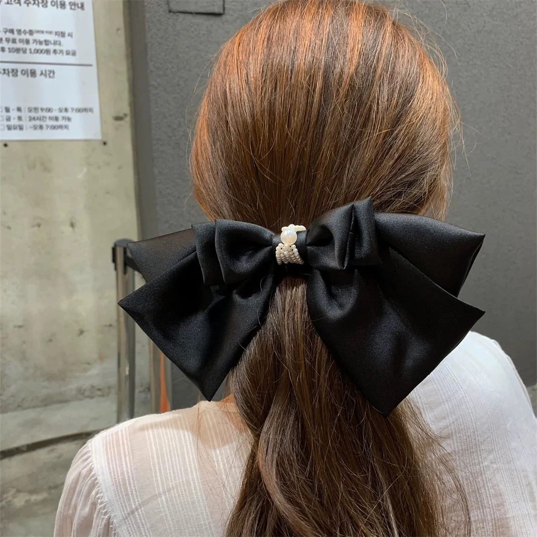 韩国赫本风大蝴蝶结发夹珍珠后脑勺顶夹高级感发饰发卡弹夹34