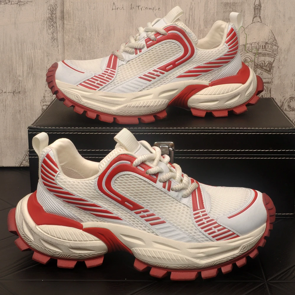 厚底增高老爹鞋男防滑户外运动跑步鞋舒适透气潮流百搭网面老爹鞋