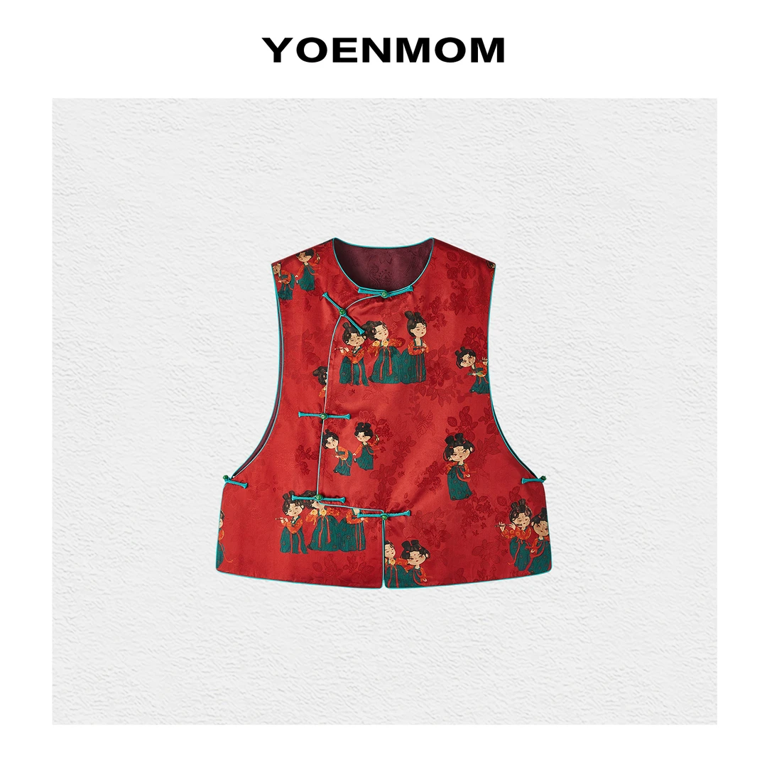 YOENMOM·俏皮仕女2025早春新品 100桑蚕丝香云纱斜襟盘扣太太马甲