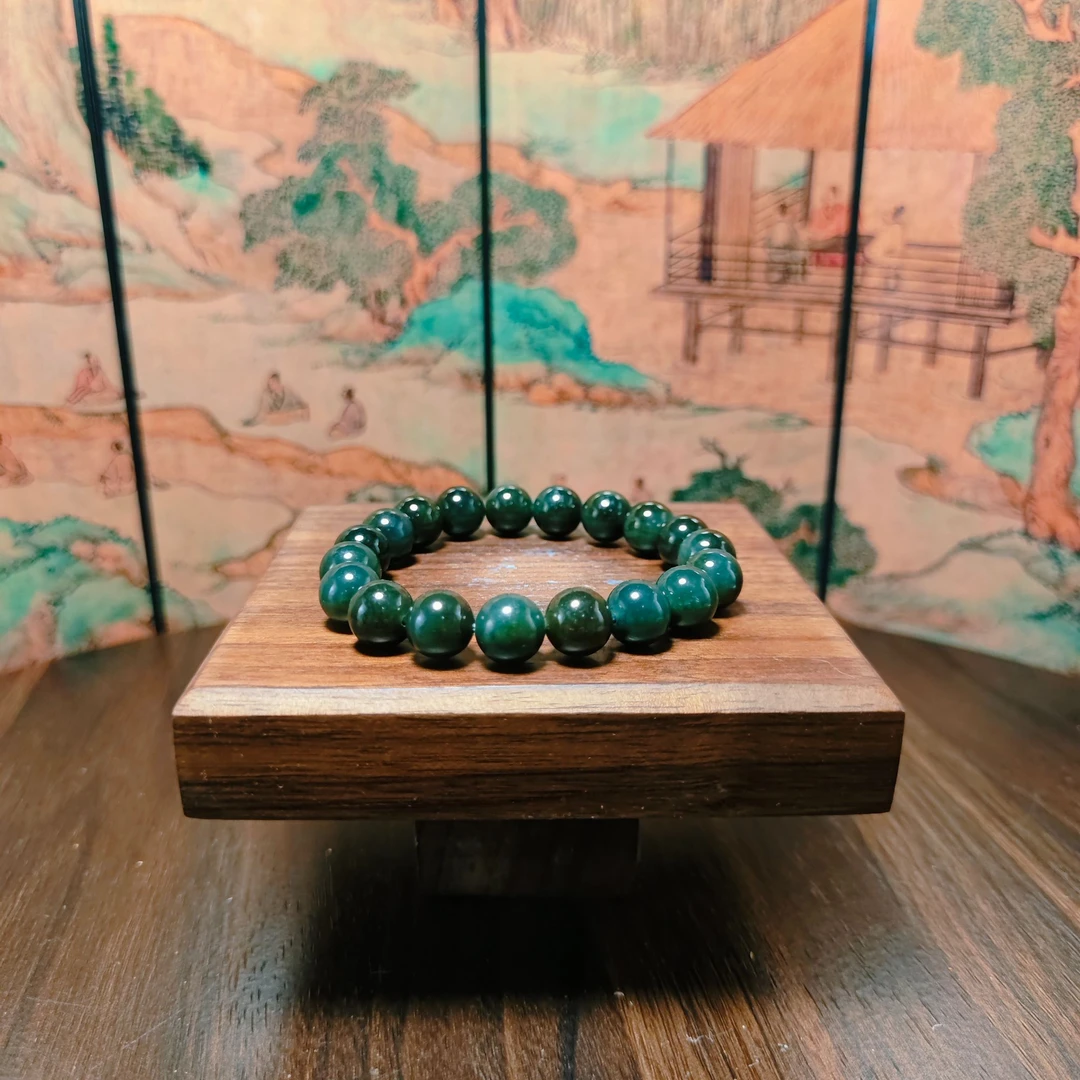 Y和田玉圆珠手串（卡10）0079