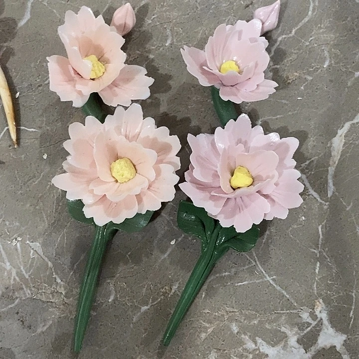 瓷片纯手工陶瓷花摆件瑕