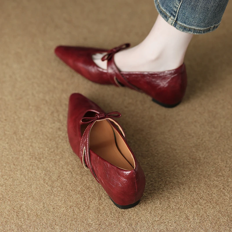 9533-6小个子尖头单鞋3cm内增高2025春夏新款红色皮鞋洋气玛丽珍