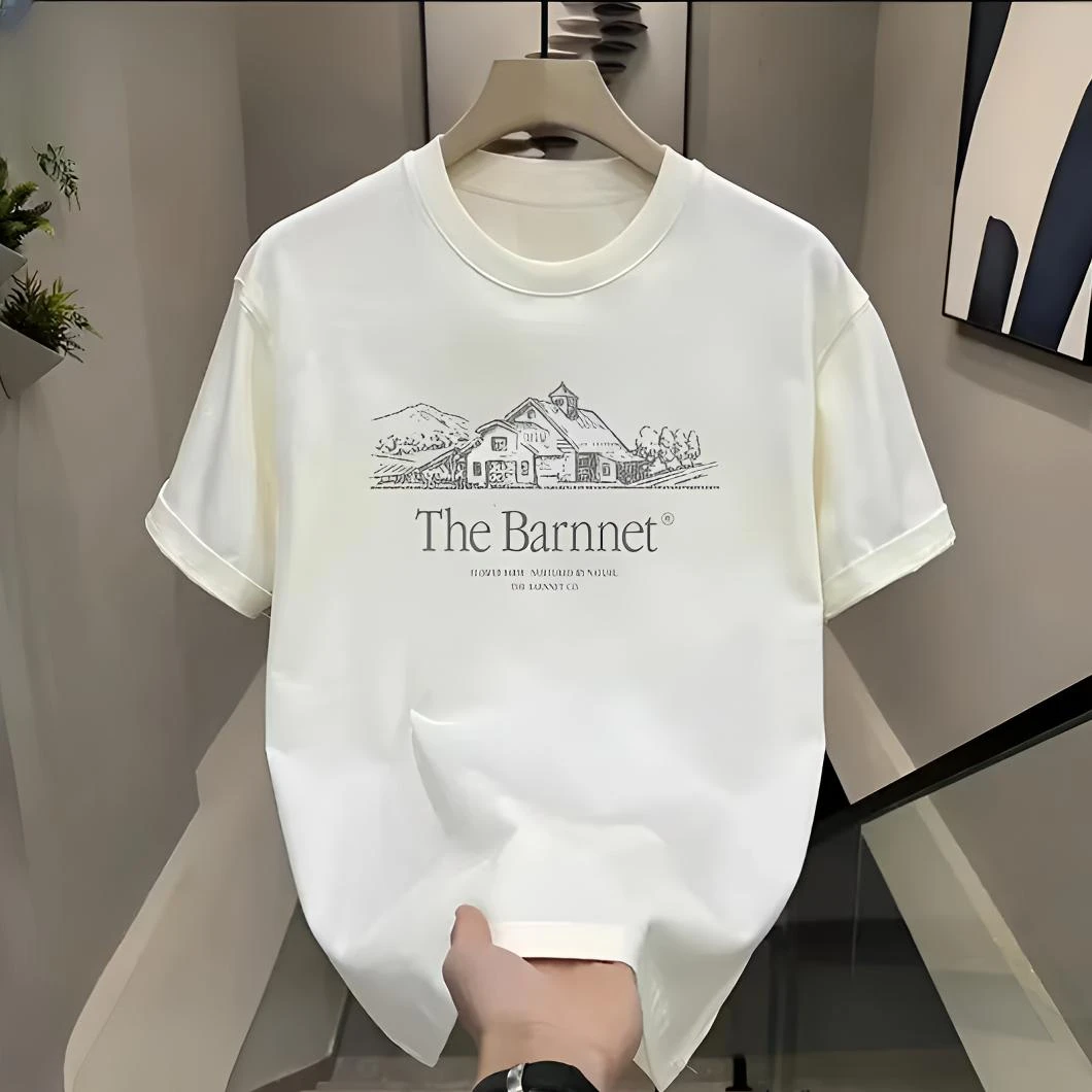 25新款百搭夏季T恤圆领短袖纯棉印花时尚休闲运动重磅纯棉短袖男