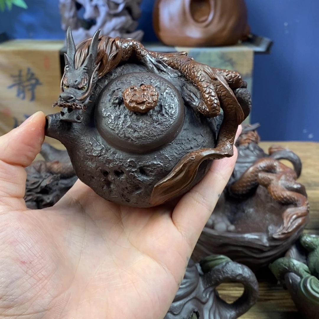 无***影茶壶紫砂紫砂 龙壶