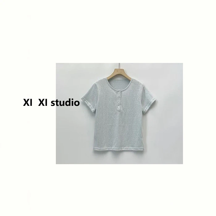 【汐汐女装】韩系小个子百搭纯色舒适圆领T恤 X035