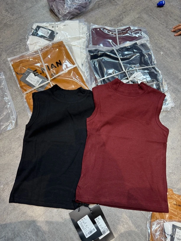 6008#新品圆领简约修身显瘦百搭无袖背心上衣