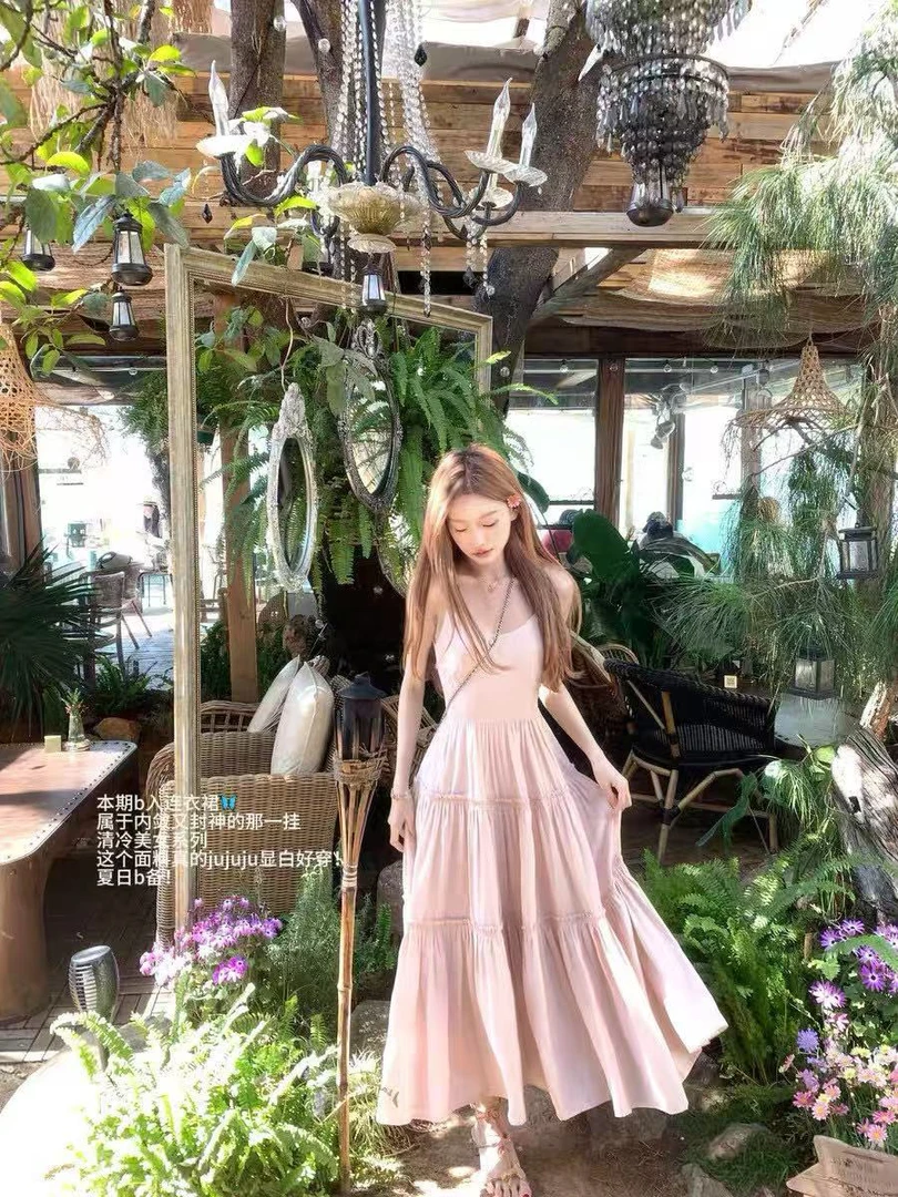 <<No退NO换>> 邂逅日 两色长短款气质显白吊带连衣裙仙气长裙