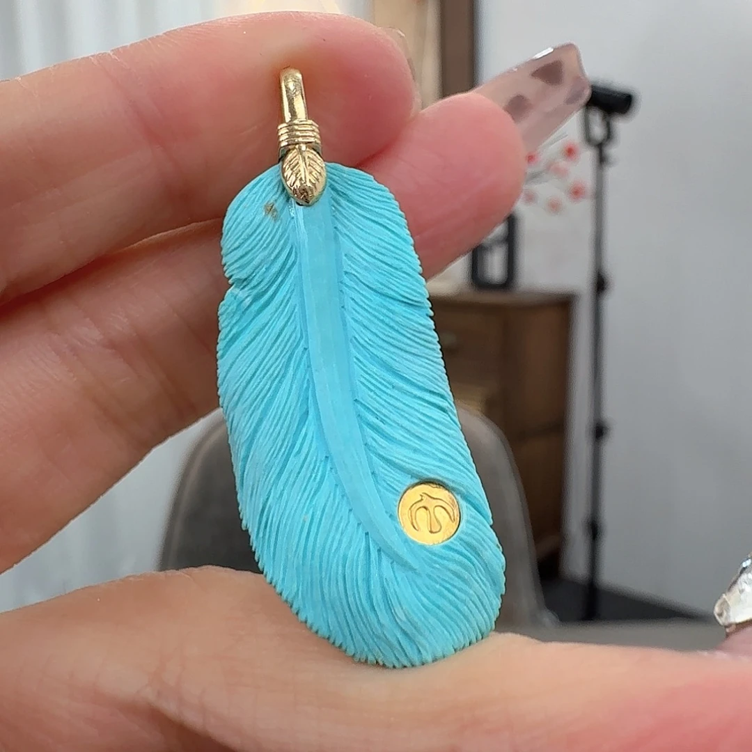 绿松石18K金镶嵌珠宝奇石