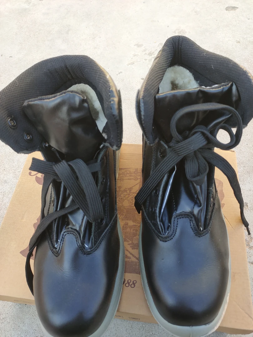 东营油田防砸防静电黑色羊毛鞋男士真皮鞋子户外靴子雪地靴棉鞋