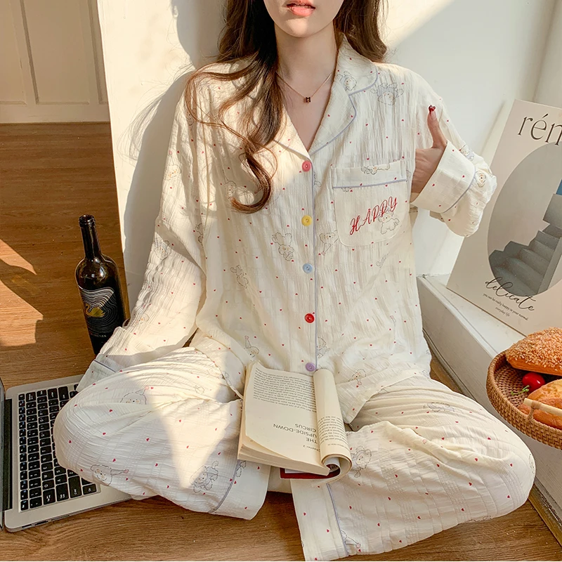 带胸垫可拆卸月子服春秋产后大码孕妇睡衣夏季薄款哺乳喂奶两件套