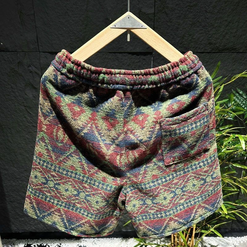 美式脏脏风短裤男夏季民族风印花五分裤休闲痞帅oversize潮流12