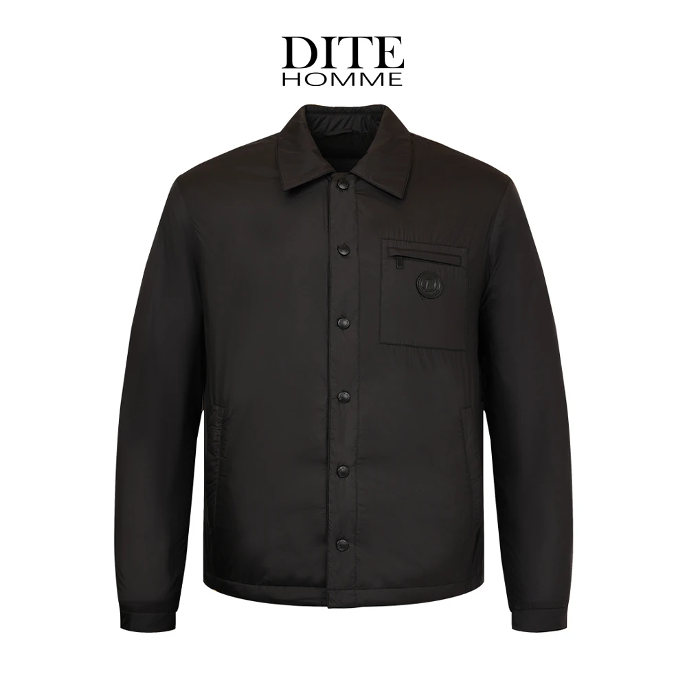Dite迪特男士25年新款外套男款经典黑色百搭胶印logo休闲时尚立领