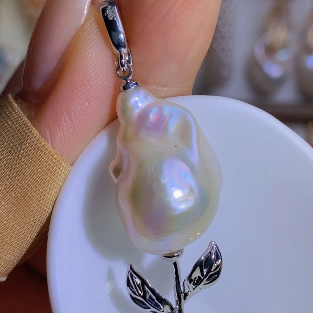 银S925镶嵌天然淡水珍珠淡水珍珠