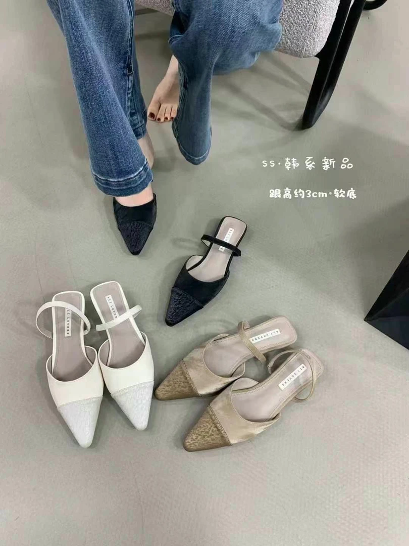 Q 520-0 时髦百搭包头半拖香风新款浅口配温柔年春夏法式后空气质