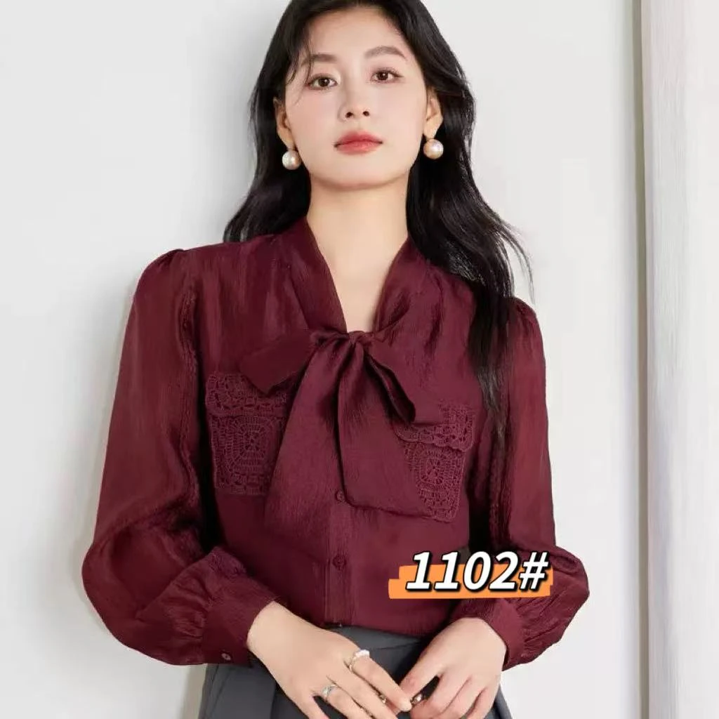 YK1102（聚水潭）蝴蝶法式常规衬衫系带小众秋季洋气气质女士长袖