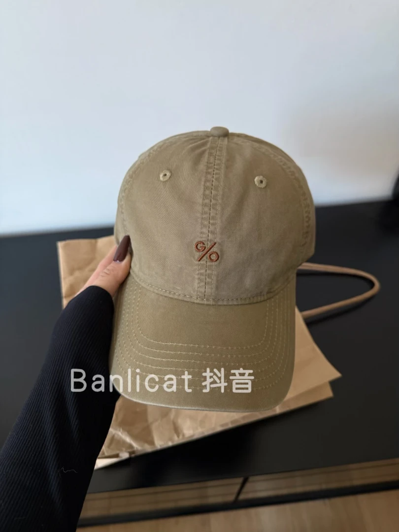 Banlicat 做旧刺绣棒球帽帽子软顶韩版出片红色时尚男鸭舌帽女