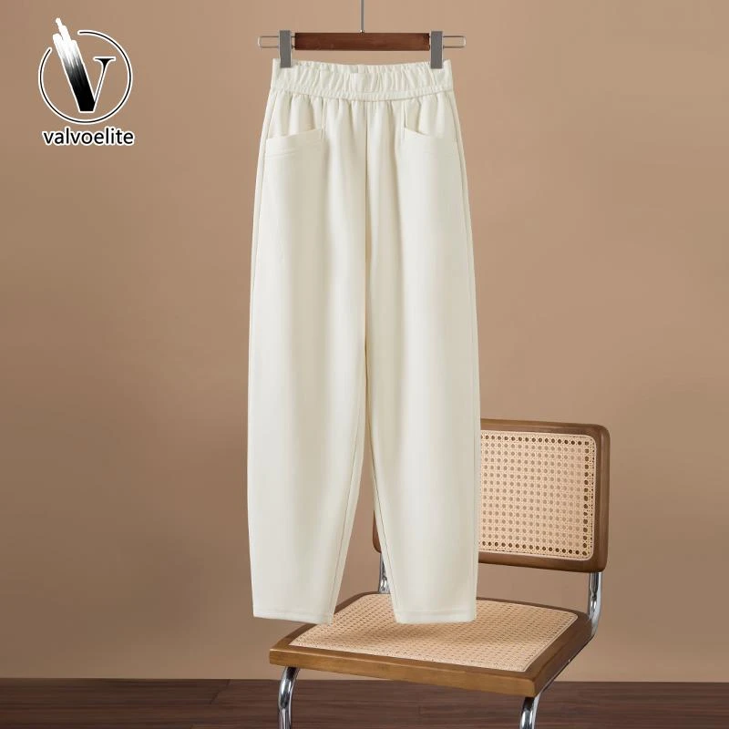 VALVOELITE高端女装夏2025新款高腰窄版哈伦裤宽松显瘦九分休闲裤