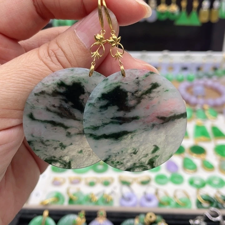 翡翠18K金镶嵌耳饰