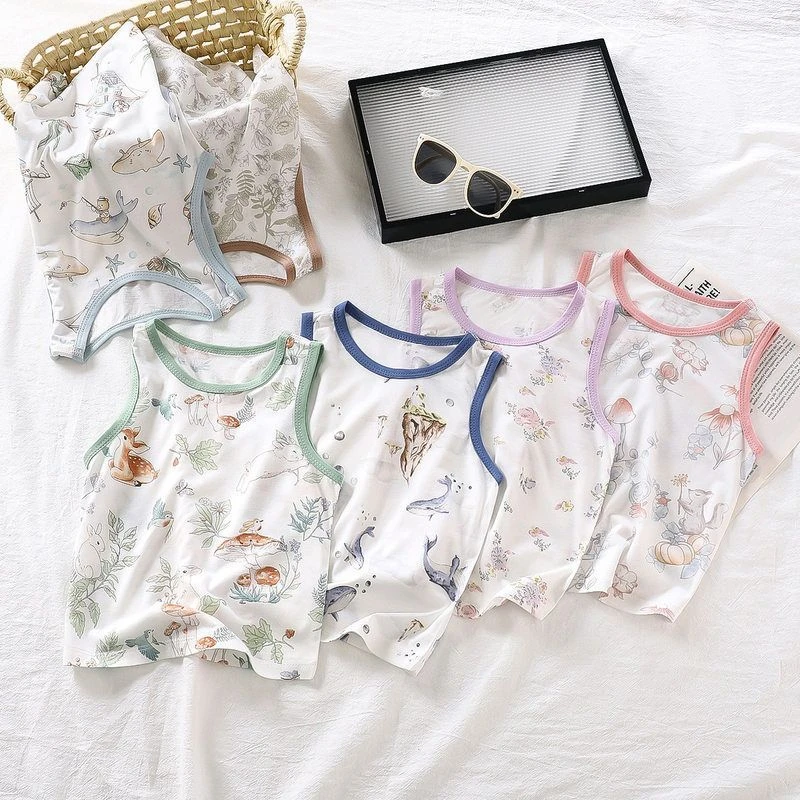 儿童背心a类夏季薄款宝宝卡通印花上衣女童吊带打底衫男童无袖t